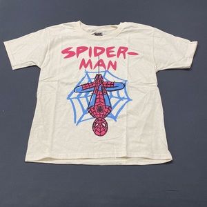 NWT Marvel Spider-Man sketch boys short sleeve cream color tee size M